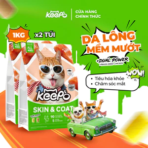Thức ăn cho mèo KEEPO K1 Combo 2 Gói 1KG, Omega 3 dưỡng da & lông, Tiêu hóa khỏe mạnh, Chăm sóc mắt