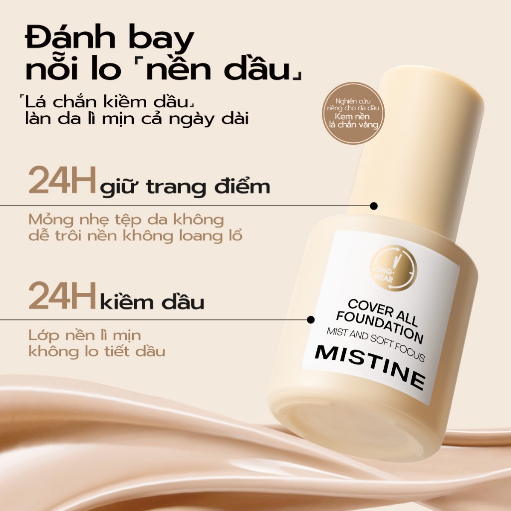 mistine shield Kem Nền Dạng Lỏng 30g – Finish Mịn Lì Tự Nhiên, Che Phủ Tốt, Kiềm Dầu Hiệu Quả, Chống Lem Trôi, Giữ Nền Bền Màu Cả Ngày | BigBuy360 - bigbuy360.vn