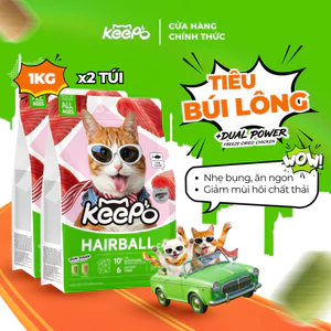 Thức ăn cho mèo KEEPO K2 Combo 2 Gói 1KG giảm rụng lông kiểm soát mùi hôi chất thải ăn ngon nhẹ bụng