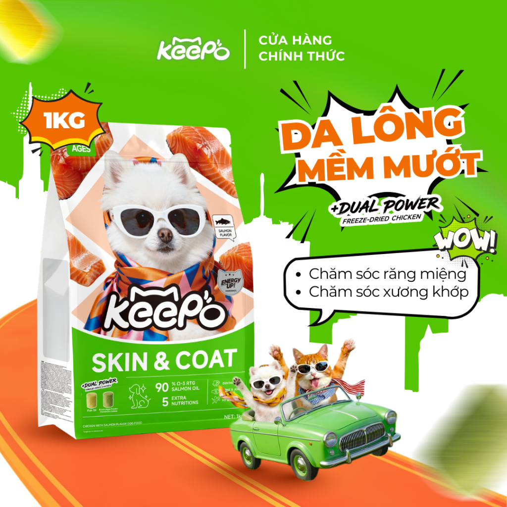 Thức ăn cho chó KEEPO K3 Gói 1kg chăm sóc răng miệng, da mềm, lông mượt, xương khớp chắc khỏe