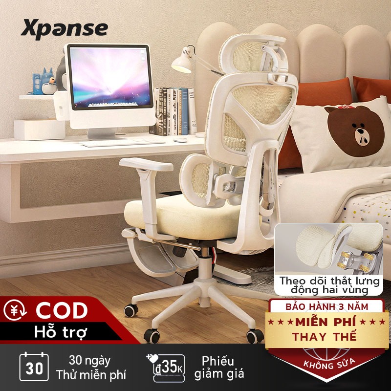 Ghế công thái học Xpanse F7 Hệ thống tựa lưng hai cánh đẩy trước ôm sát ,Đệm ngồi đàn hồi cao giảm áp thoáng khí |ghế gaming | ghế xoay văn phòng | ghế tựa lưng