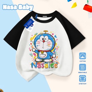 Áo thun trẻ em in hình NASA Doremon Cotton thoáng khí, thoải mái, tay ngắn