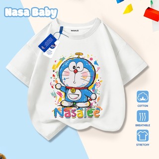 Áo thun trẻ em in hình NASA Doremon Cotton thoáng khí, thoải mái, tay ngắn