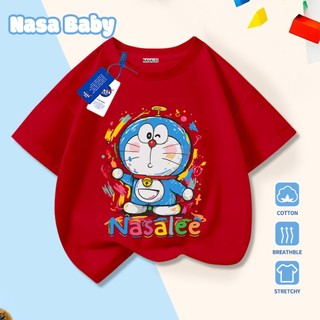 Áo thun trẻ em in hình NASA Doremon Cotton thoáng khí, thoải mái, tay ngắn