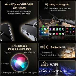 8 + 64GB Apple CarPlay AI Box Android Auto Có Dây Sang Không Dây Carplay Adapter Android 13 Tự Động Carplay
