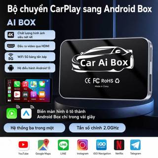 6 + 64GB Không Dây Carplay Ai Box Carplay Adapter Xe Ai Box Android 13 Apple Carplay Dongle Video Android tự động