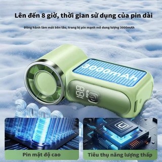 QUITEK Quạt Sạc Cầm Tay – 100 Cấp Độ Gió, Siêu Mini, Dễ Thương, Pin Trâu 3000mAh, Có Móc Treo Tiện Lợi