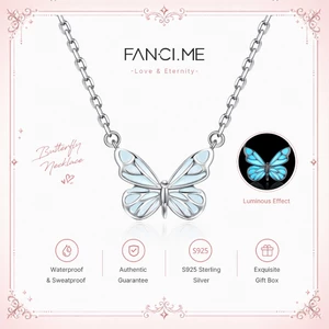 FANCIME Dạ Quang Bướm Vòng Cổ Phát Sáng Mặt Dây Chuyền Bạc Sterling Thiết Kế Ban Đầu Độc Đáo Cho Ngày Lễ Tình Nhân Quà Tặng Sinh Nhật Cho Nàng