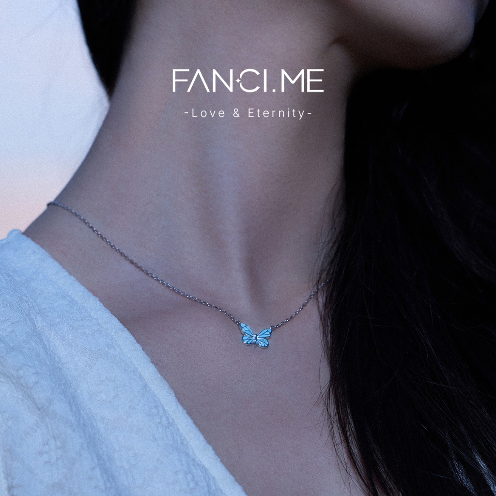 FANCIME Dạ Quang Tím Bướm Vòng Cổ Phát Sáng Mặt Dây Chuyền Bạc Thiết Kế Ban Đầu Độc Đáo Ngày Lễ Tình Nhân Quà Tặng Sinh Nhật Năm Mới