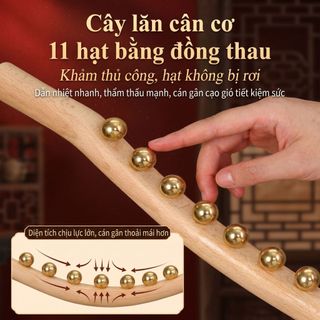 Dụng cụ massage bằng đồng thau cầm tay, thanh lăn cơ gân thư giãn toàn thân, xoa bóp thư giãn sau tập luyện