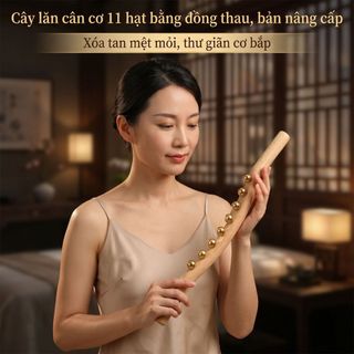 Dụng cụ massage bằng đồng thau cầm tay, thanh lăn cơ gân thư giãn toàn thân, xoa bóp thư giãn sau tập luyện