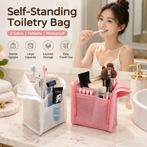 Túi vệ sinh tự hỗ trợ Túi đựng mỹ phẩm du lịch kinh doanh Túi đựng bàn chải đánh răng di động chống nước có thể gập lại