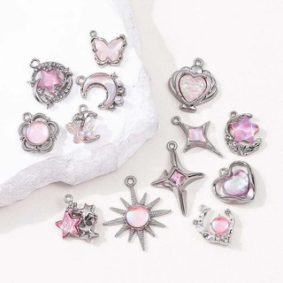 Bộ 5 Kim Cương Hồng Y2K Mặt Dây Chuyền Nhỏ DIY Vòng Cổ Vòng Tay Nữ Trang Sức Quà Tặng Cho Bạn Bè Và Gia Đình