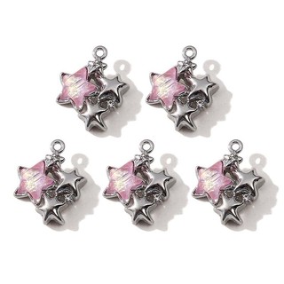 Bộ 5 Kim Cương Hồng Y2K Mặt Dây Chuyền Nhỏ DIY Vòng Cổ Vòng Tay Nữ Trang Sức Quà Tặng Cho Bạn Bè Và Gia Đình