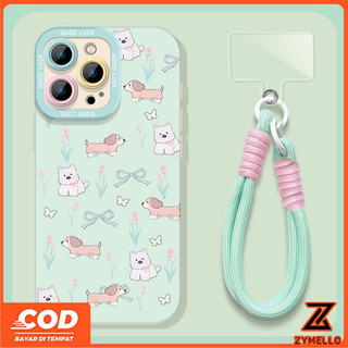 Ốp Lưng Cho OPPO Reno15 F Reno14F Reno14 Pro Reno 13F Reno13 Pro Reno12 F Reno 11F Reno10 Reno8Z Reno7Z Reno8T Reno5 Reno4 Reno6z Dây Buộc Chó tulip Hoạt Hình Dễ Thương Chống Sốc TPU ph