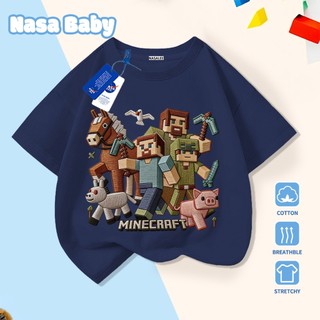 [Hàng có sẵn Giao ngay] Áo thun Minecraft NASA Cotton thoáng khí, tay ngắn cho trẻ em