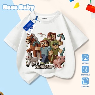 [Hàng có sẵn Giao ngay] Áo thun Minecraft NASA Cotton thoáng khí, tay ngắn cho trẻ em