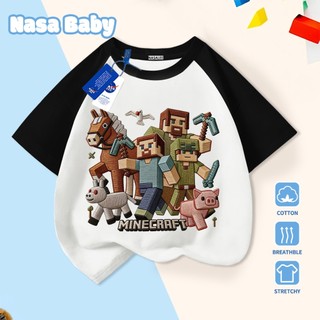 [Hàng có sẵn Giao ngay] Áo thun Minecraft NASA Cotton thoáng khí, tay ngắn cho trẻ em