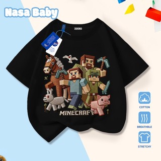 [Hàng có sẵn Giao ngay] Áo thun Minecraft NASA Cotton thoáng khí, tay ngắn cho trẻ em