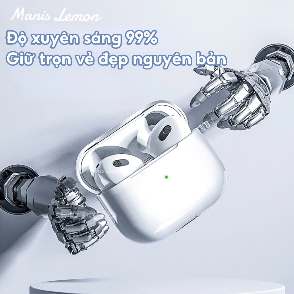 Manis Lemon Ốp Vỏ Bảo Vệ Tai Nghe Trong Suốt Bayer TPU Tối Ưu Chống Trầy Xước Case cho Airpods Gen 4 3 2 1 Pro