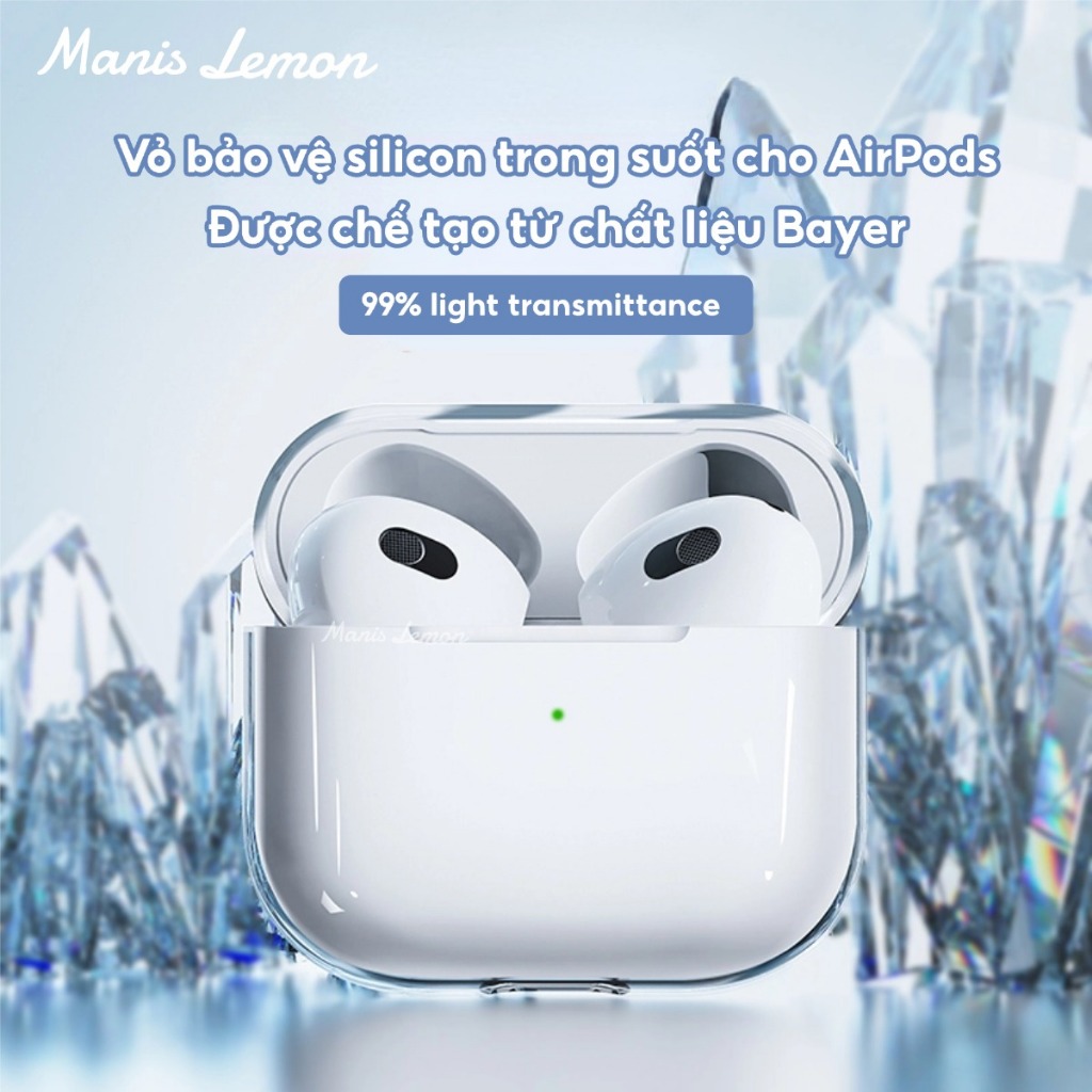 Manis Lemon Ốp Vỏ Bảo Vệ Tai Nghe Trong Suốt Bayer TPU Tối Ưu Chống Trầy Xước Case cho Airpods Gen 4 3 2 1 Pro