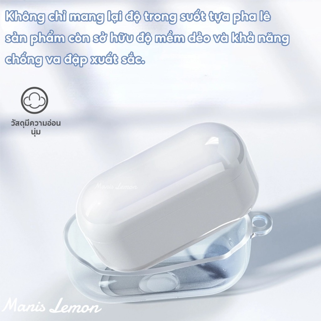 Manis Lemon Ốp Vỏ Bảo Vệ Tai Nghe Trong Suốt Bayer TPU Tối Ưu Chống Trầy Xước Case cho Airpods Gen 4 3 2 1 Pro