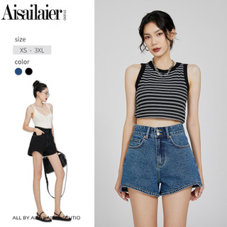 Mùa Hè 2026 Phong Cách Mới Cao Cấp Ống Rộng Quần Short Denim Nữ Rời Ôm Hơn Nhìn Thường Ngày Chữ A Không Đều Hot Quần