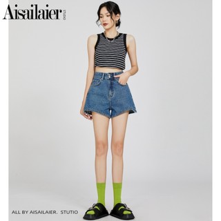 Mùa Hè 2026 Phong Cách Mới Cao Cấp Ống Rộng Quần Short Denim Nữ Rời Ôm Hơn Nhìn Thường Ngày Chữ A Không Đều Hot Quần