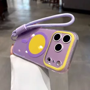Khóa màu Dopamine có dây buộc Vỏ cứng tương thích cho iPhone 15 pro max 16 pro max 17 pro max