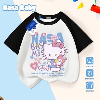 [Hàng có sẵn Giao hàng ngay lập tức] Áo thun in hình Hello Kitty của NASA Cotton thoải mái thoáng khí cho trẻ em Áo ngắn tay