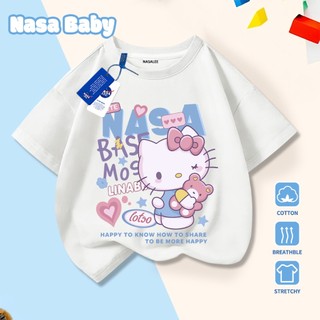 [Hàng có sẵn Giao hàng ngay lập tức] Áo thun in hình Hello Kitty của NASA Cotton thoải mái thoáng khí cho trẻ em Áo ngắn tay