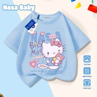 [Hàng có sẵn Giao hàng ngay lập tức] Áo thun in hình Hello Kitty của NASA Cotton thoải mái thoáng khí cho trẻ em Áo ngắn tay