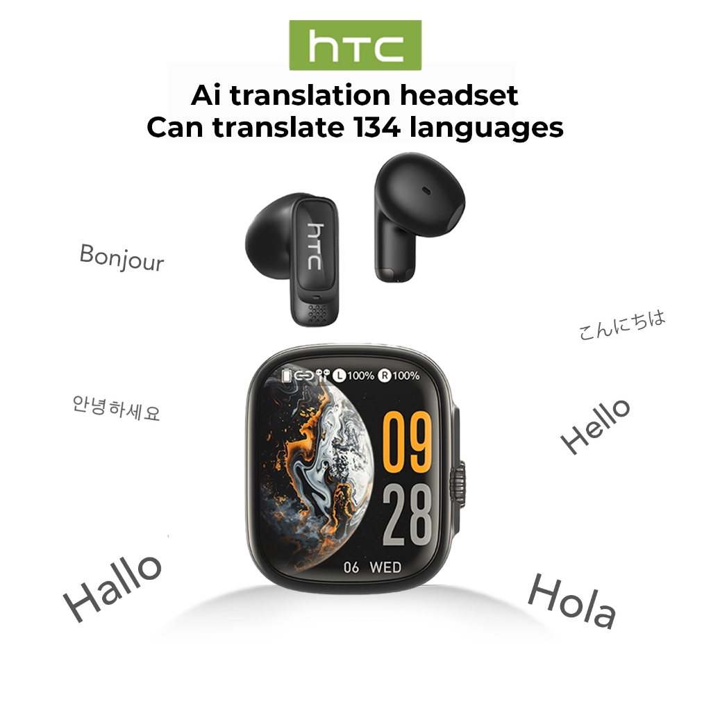 Tai nghe dịch thuật HTC NE72 AI Tai nghe Bluetooth 6.0 Dịch 134 ngôn ngữ ENC Khử tiếng ồn Micrô trong suốt pha lê IPX5 Âm thanh Hi-Fi nước Độ trễ thấp Earpho chơi game