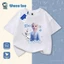 Áo phông trẻ em màu trắng - In hình Elsa và Olaf từ bộ phim Frozen, chất liệu cotton thoáng mát, form rộng
