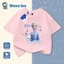 Áo phông trẻ em màu trắng - In hình Elsa và Olaf từ bộ phim Frozen, chất liệu cotton thoáng mát, form rộng