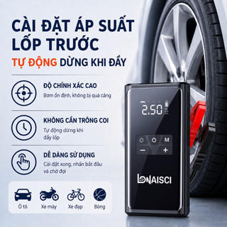 Máy bơm không khí ô tô không dây Bộ khởi động nhảy ô tô 4 trong 1 LONAISCI, Bộ tăng cường pin ô tô có máy nén khí, Đèn pin & Bộ sạc không dây, Bộ sạc dự phòng dung lượng cao 99800mAh