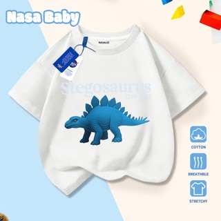 [Hàng có sẵn Giao hàng ngay] Áo thun in hình NASA Stegosaurus Cotton thoáng khí cho trẻ em tay ngắn