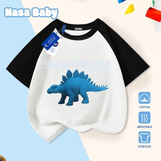[Hàng có sẵn Giao hàng ngay] Áo thun in hình NASA Stegosaurus Cotton thoáng khí cho trẻ em tay ngắn