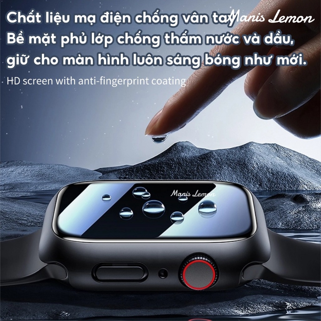 Manis Lemon Vỏ PC cứng siêu mỏng Kính cường lực màn hình Ốp bảo vệ Case cho Apple Watch Series 11 10 9 8 3 5 4 SE 6 7 2 Ultra 49 46 45 44 40 41 38 42 mm