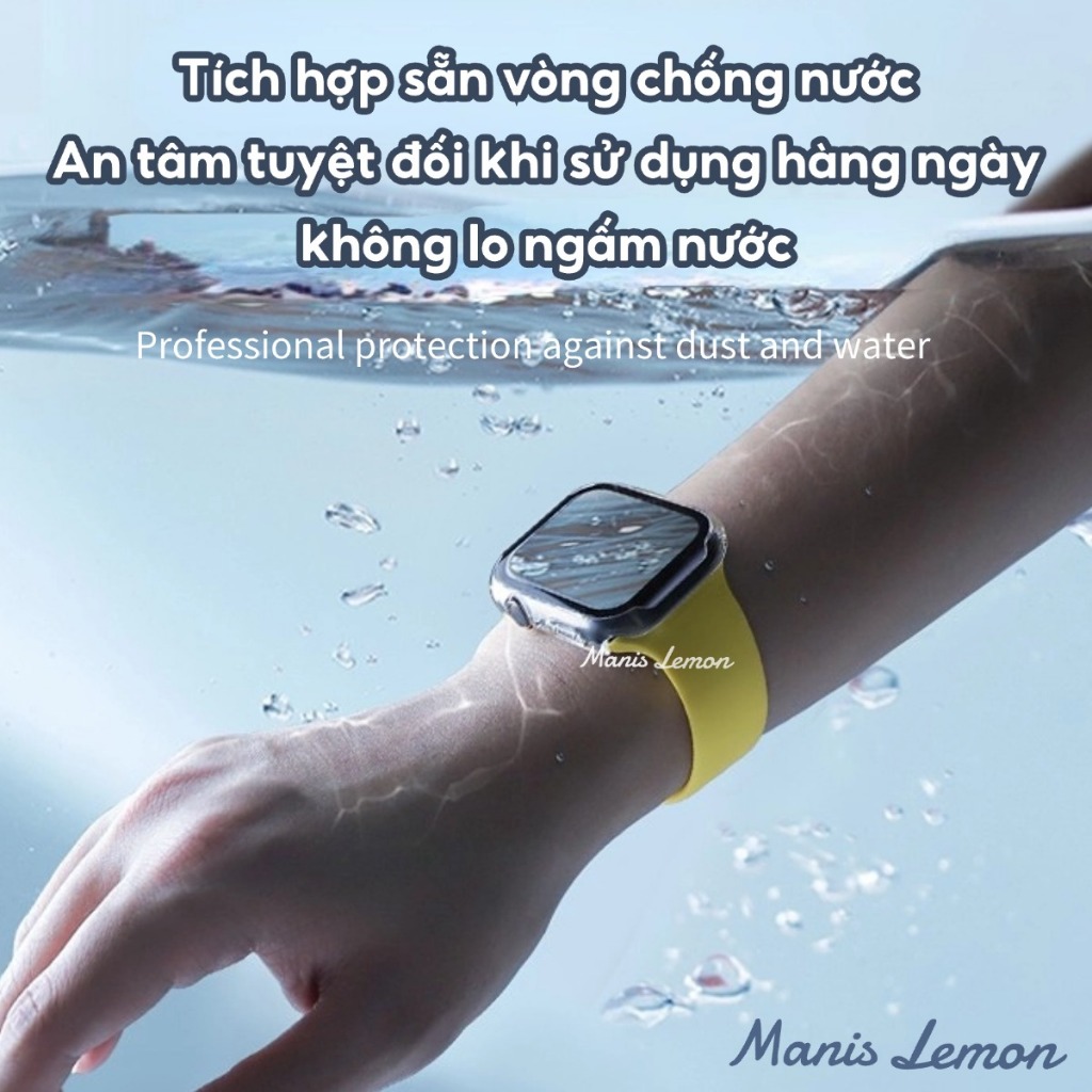 Manis Lemon Vỏ PC cứng siêu mỏng Kính cường lực màn hình Ốp bảo vệ Case cho Apple Watch Series 11 10 9 8 3 5 4 SE 6 7 2 Ultra 49 46 45 44 40 41 38 42 mm