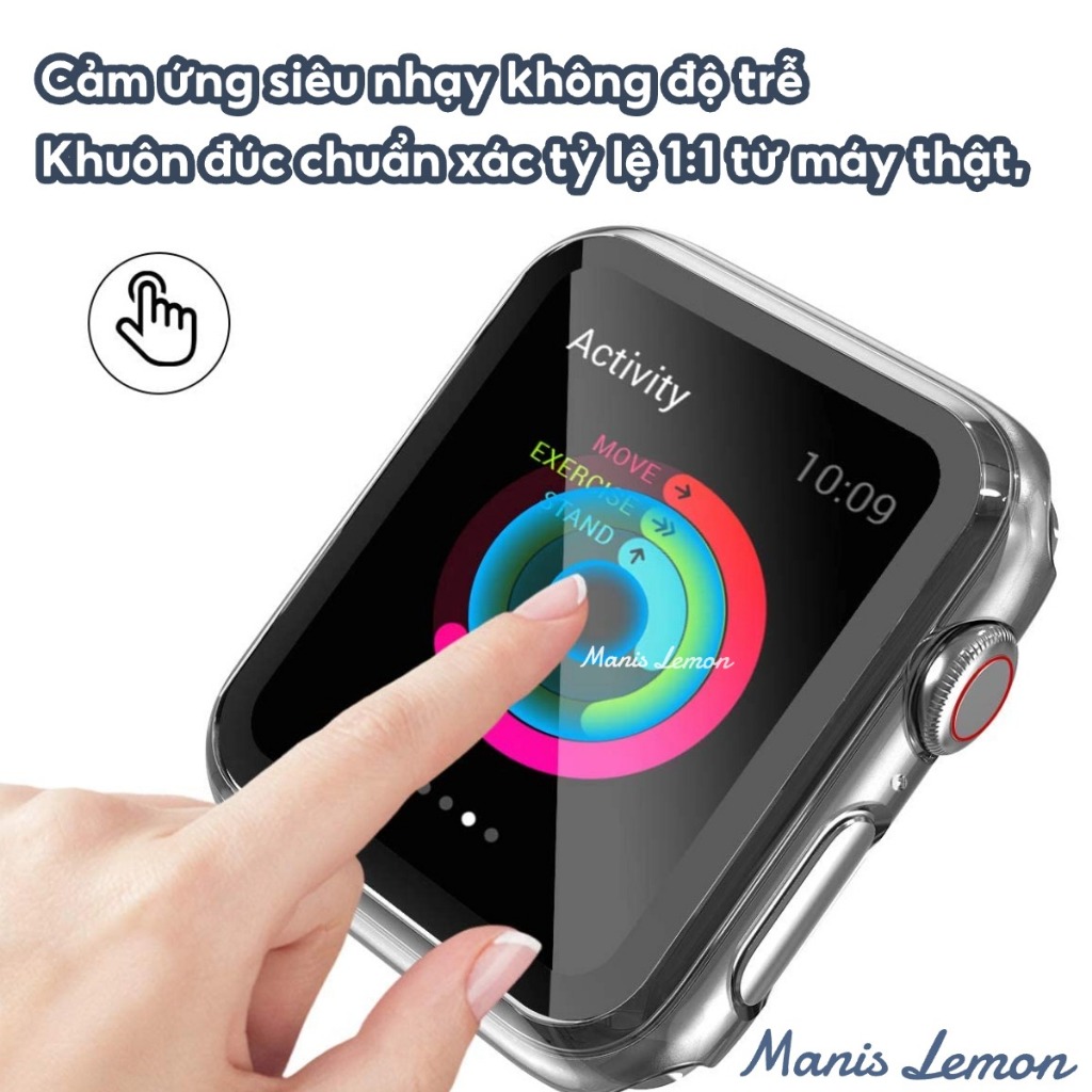 Manis Lemon Vỏ PC cứng siêu mỏng Kính cường lực màn hình Ốp bảo vệ Case cho Apple Watch Series 11 10 9 8 3 5 4 SE 6 7 2 Ultra 49 46 45 44 40 41 38 42 mm