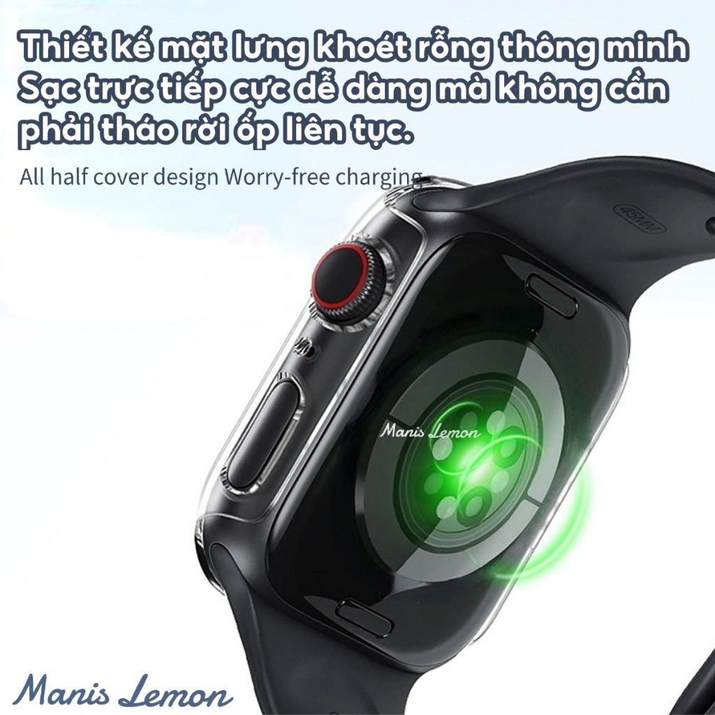 Manis Lemon Vỏ PC cứng siêu mỏng Kính cường lực màn hình Ốp bảo vệ Case cho Apple Watch Series 11 10 9 8 3 5 4 SE 6 7 2 Ultra 49 46 45 44 40 41 38 42 mm