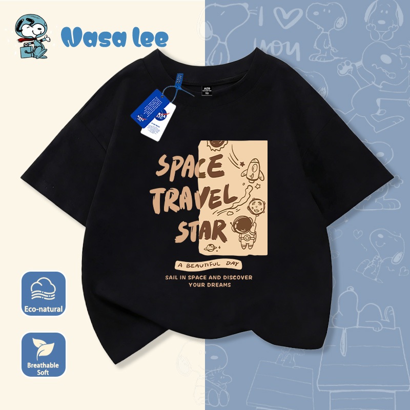 Áo phông unisex trẻ em họa tiết Space Travel - Form rộng thoải mái, thiết kế chữ in đẹp mắt cho bé