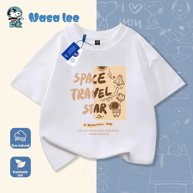 Áo phông unisex trẻ em họa tiết Space Travel - Form rộng thoải mái, thiết kế chữ in đẹp mắt cho bé