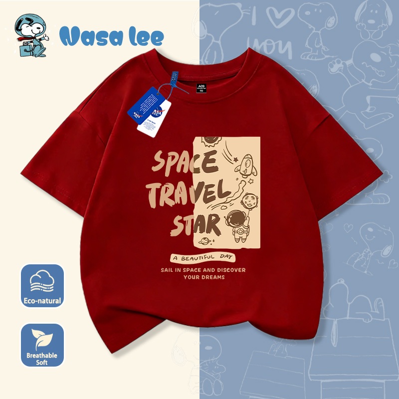 Áo phông unisex trẻ em họa tiết Space Travel - Form rộng thoải mái, thiết kế chữ in đẹp mắt cho bé