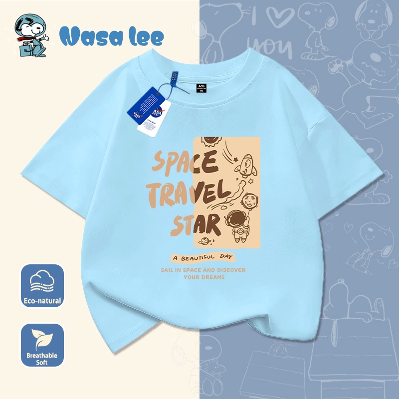 Áo phông unisex trẻ em họa tiết Space Travel - Form rộng thoải mái, thiết kế chữ in đẹp mắt cho bé