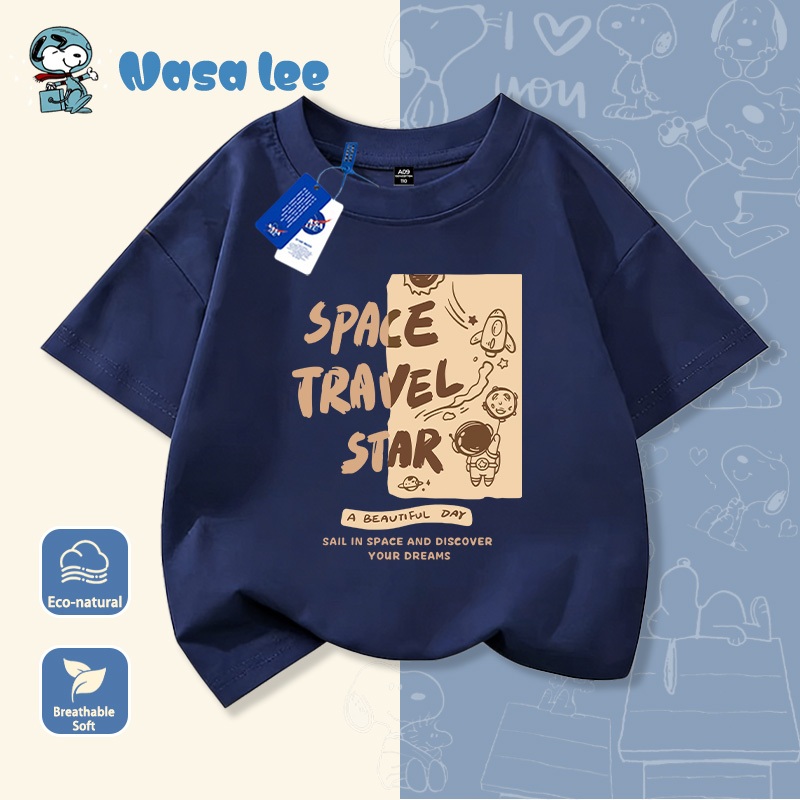 Áo phông unisex trẻ em họa tiết Space Travel - Form rộng thoải mái, thiết kế chữ in đẹp mắt cho bé