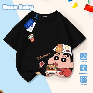 Áo thun in hình NASA Shinnosuke trẻ em Cotton thoáng khí, tay ngắn