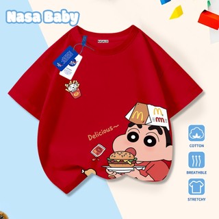 Áo thun in hình NASA Shinnosuke trẻ em Cotton thoáng khí, tay ngắn