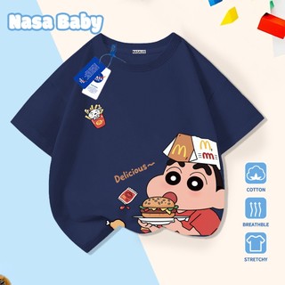 Áo thun in hình NASA Shinnosuke trẻ em Cotton thoáng khí, tay ngắn